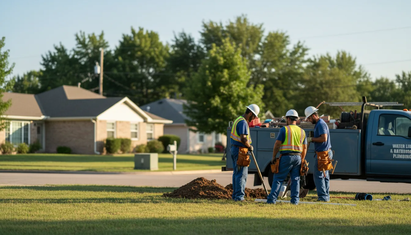 Residential water line and bathroom plumbing service in Kinsley, KS